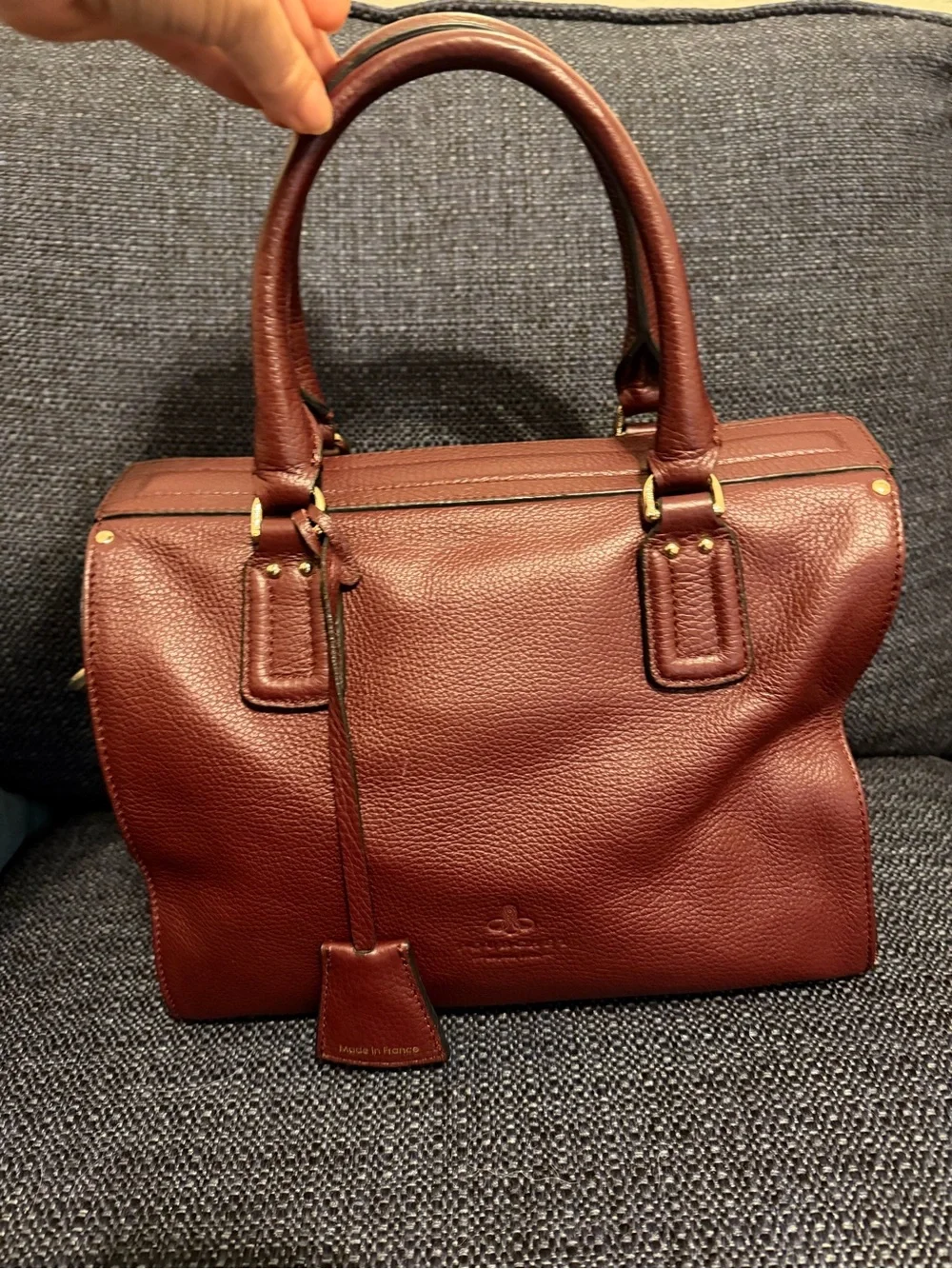 Pourchet handbag satchel, style magnet, color burgundy